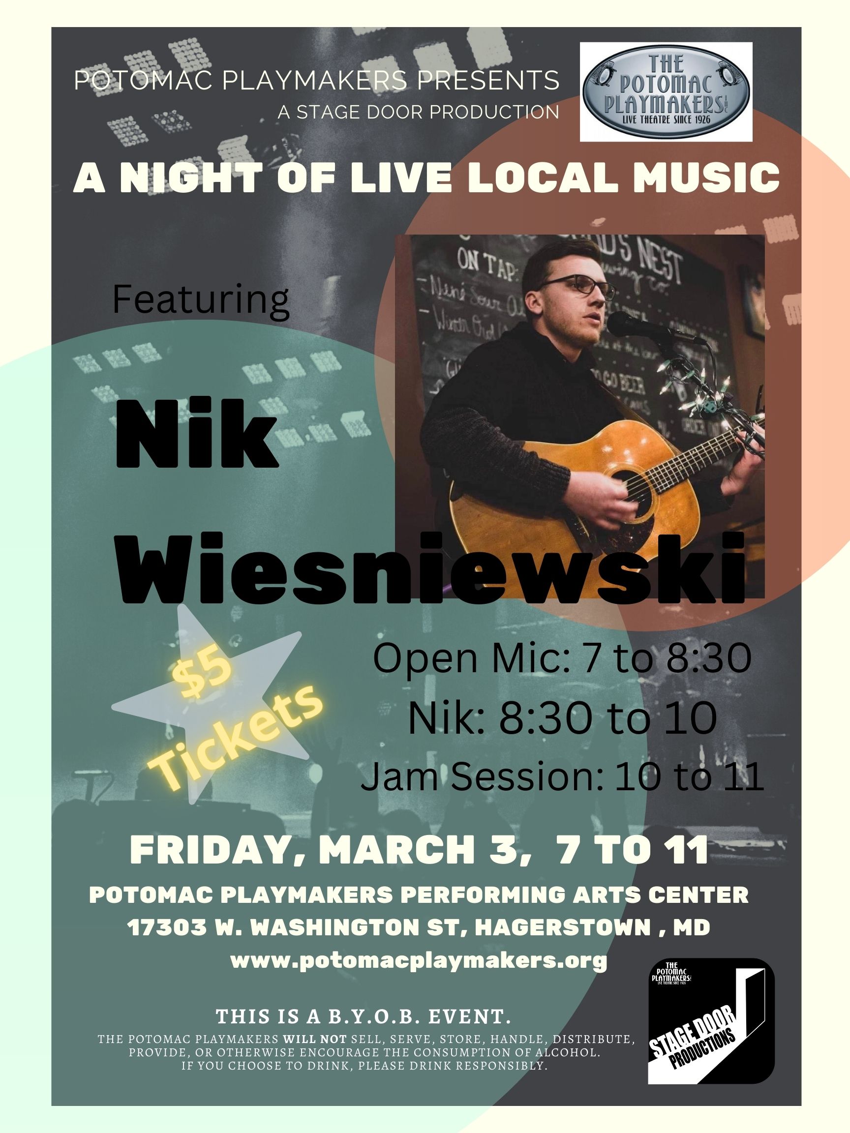 Open Mic Music Night with Nik Wiesniewski on March 3rd